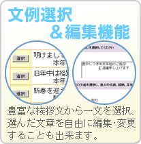 使いやすい文例選択＆編集機能！